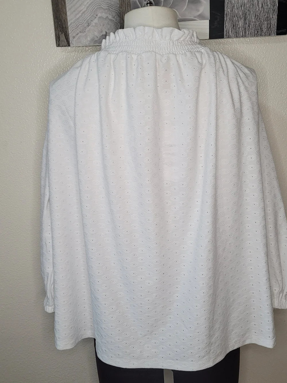 Michael Kors White Off-Shoulder Eyelet Shirt 3X Large